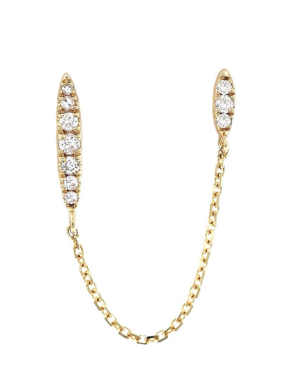 14K Real Solid Yellow Gold Connecting Natural Diamond Earring 0.09ctw